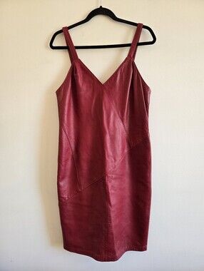 MARQUIS I VTG M/L Femme Fatale Leather Mini Dress I red